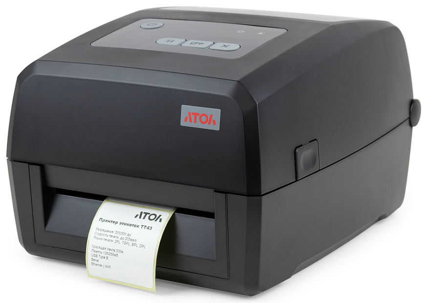 Принтер этикеток АТОЛ TT43 (300 dpi, термотрансфертная печать, USB, RS-232, Ethernet, ширина печати 106 мм, скорость печати 102 мм/с)