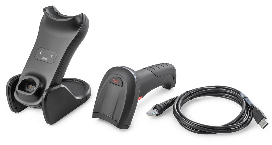 Беспроводной сканер штрихкода АТОЛ SB5100 BT (2D, черный, USB, Bluetooth 5.0, IP42, c подставкой)